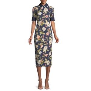 Alice + Olivia Delora Fitted Collared Midi Dress Size 0 New Without Tags